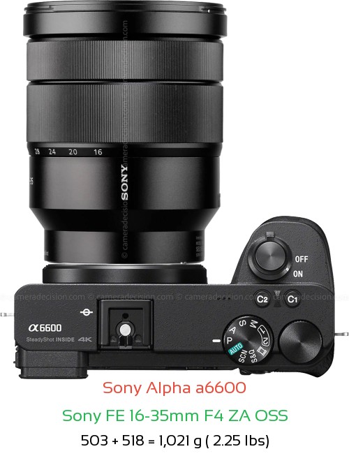 Sony A6600 with Sony FE 16-35mm F4 ZA OSS Lens Size