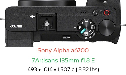 Sony A6700 with 7Artisans 135mm f1.8 E Lens Size