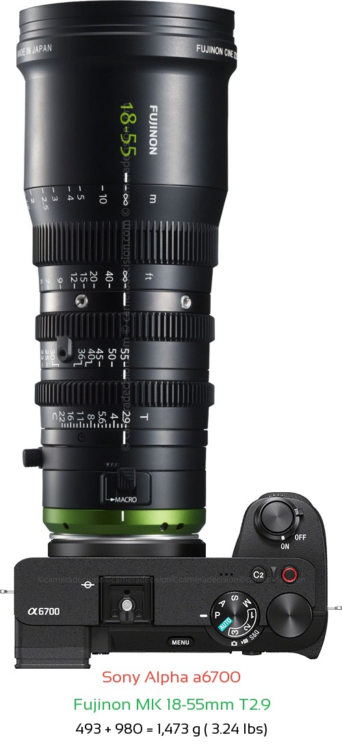 Sony A6700 with Fujinon MK 18-55mm T2.9 Lens Size