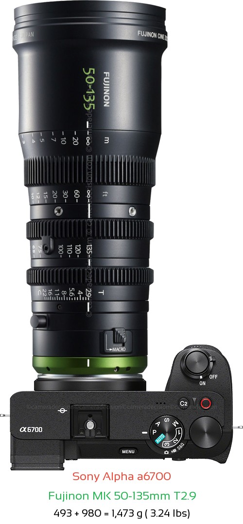 Sony A6700 with Fujinon MK 50-135mm T2.9 Lens Size