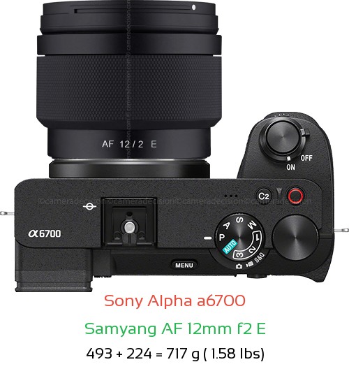 Sony A6700 with Samyang AF 12mm f2 E Lens Size
