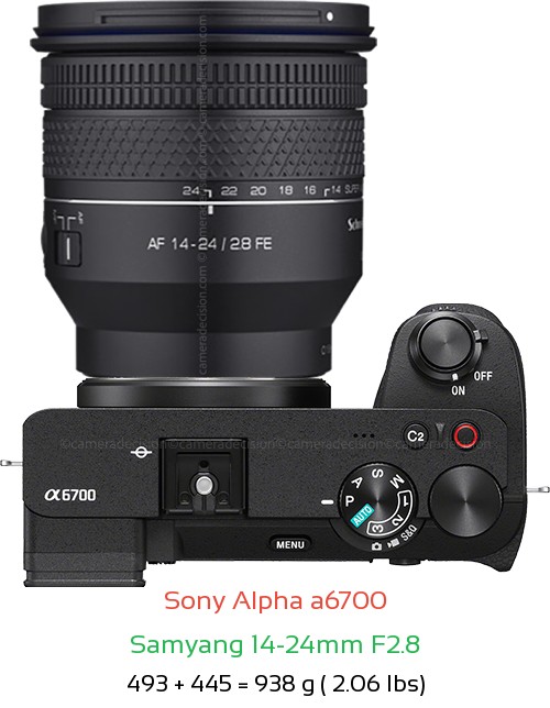Sony A6700 with Samyang 14-24mm F2.8 Lens Size