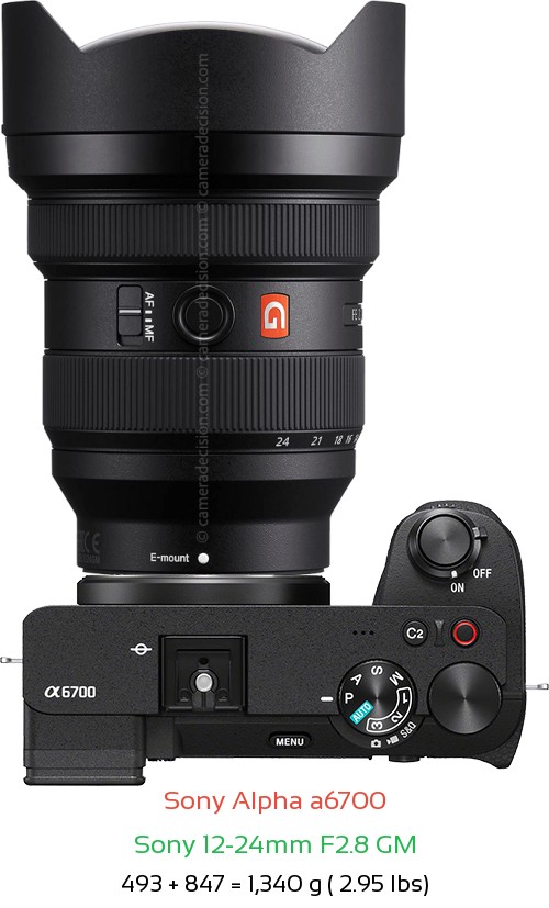 Sony A6700 with Sony 12-24mm F2.8 GM Lens Size