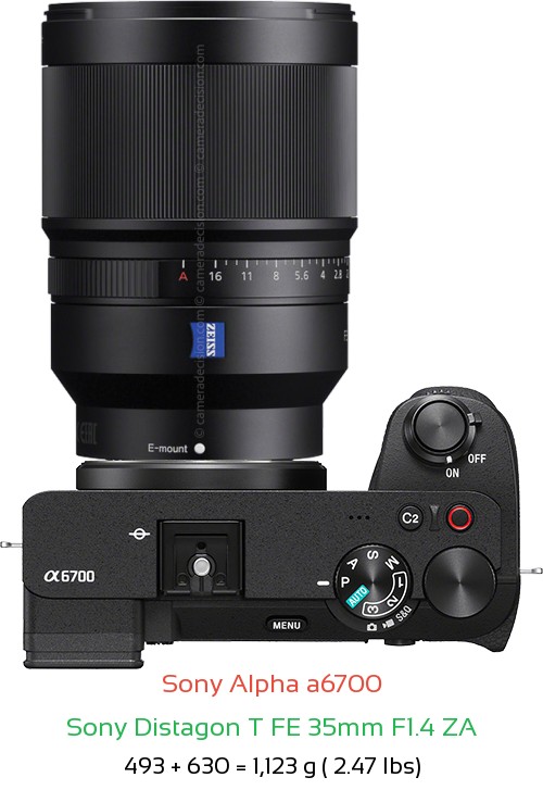 Sony A6700 with Sony Distagon T FE 35mm F1.4 ZA Lens Size
