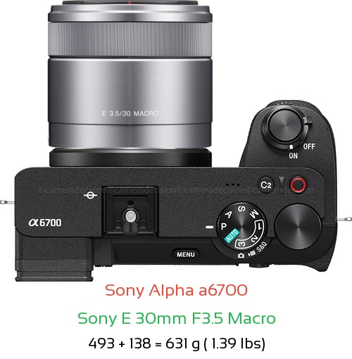 Sony A6700 with Sony E 30mm F3.5 Macro Lens Size