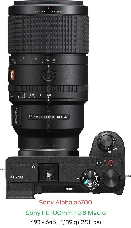 Sony A6700 with Sony FE 100mm F2.8 Macro Lens Size