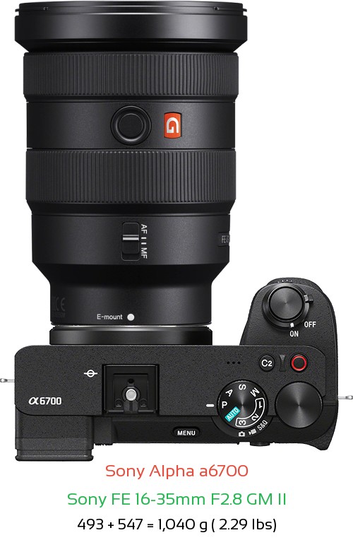 Sony A6700 with Sony FE 16-35mm F2.8 GM II Lens Size