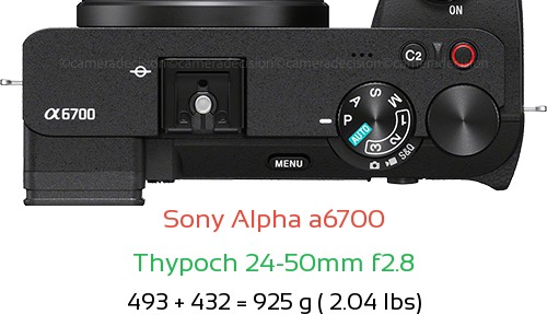 Sony A6700 with Thypoch 24-50mm f2.8 Lens Size