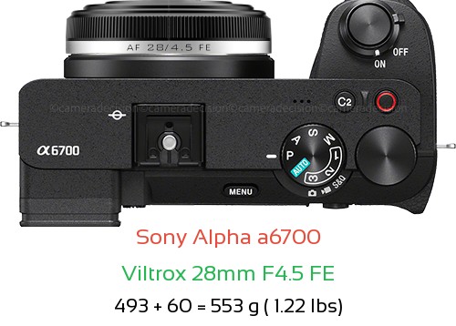 Sony A6700 with Viltrox 28mm F4.5 FE Lens Size