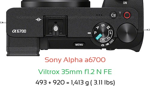 Sony A6700 with Viltrox 35mm f1.2 N FE Lens Size