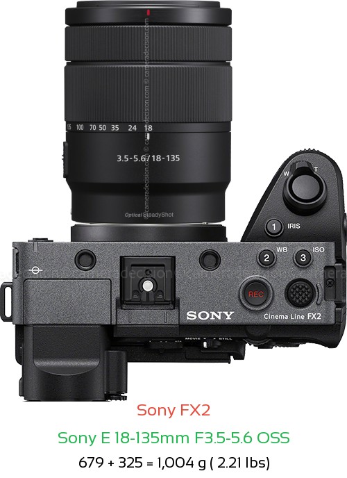 Sony FX2 with Sony E 18-135mm F3.5-5.6 OSS Lens Size