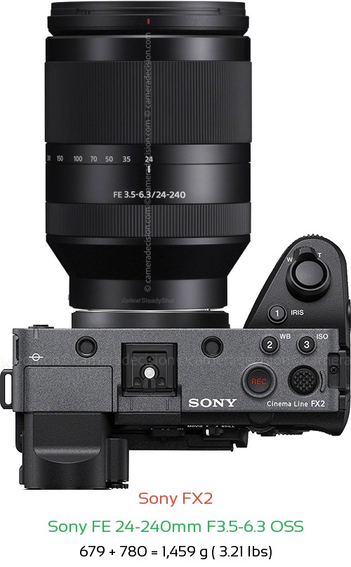 Sony FX2 with Sony FE 24-240mm F3.5-6.3 OSS Lens Size