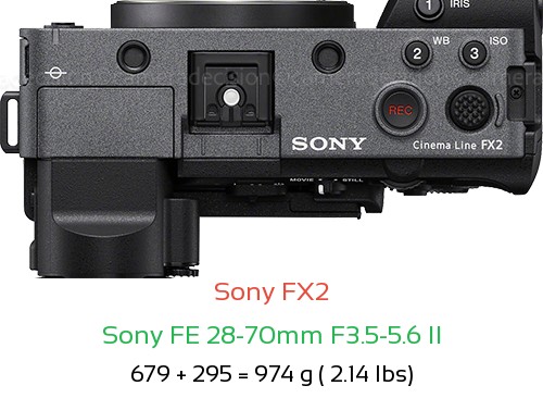 Sony FX2 with Sony FE 28-70mm F3.5-5.6 II Lens Size