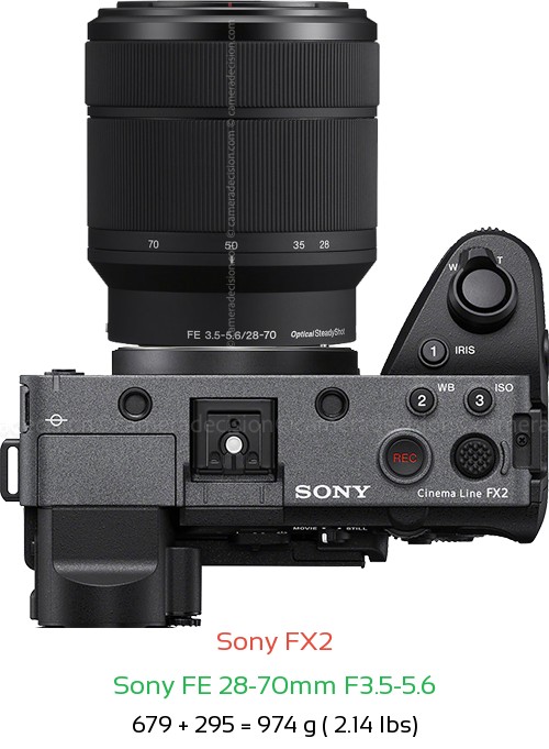 Sony FX2 with Sony FE 28-70mm F3.5-5.6 Lens Size