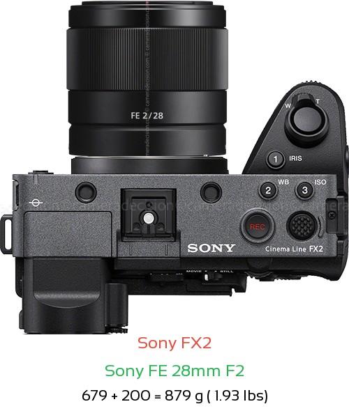 Sony FX2 with Sony FE 28mm F2 Lens Size
