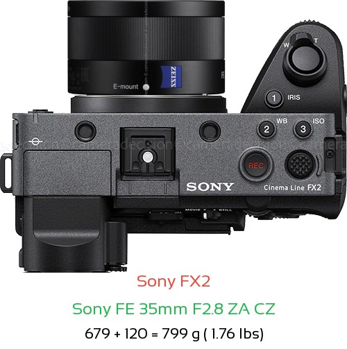 Sony FX2 with Sony FE 35mm F2.8 ZA CZ Lens Size