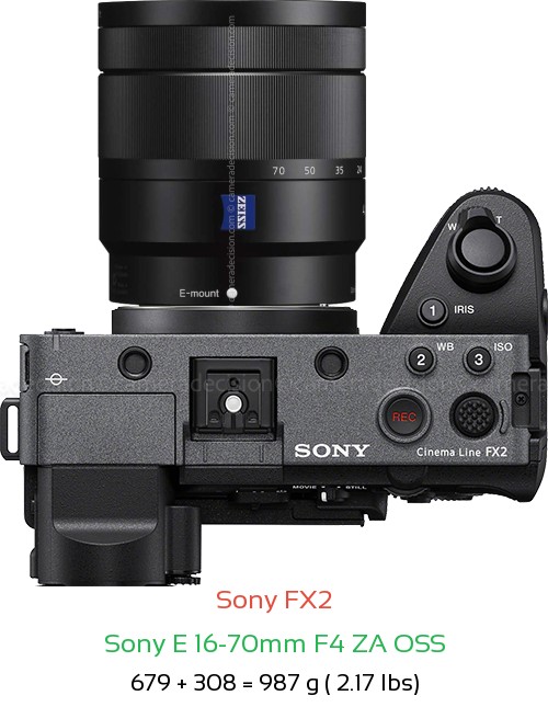 Sony FX2 with Sony E 16-70mm F4 ZA OSS Lens Size