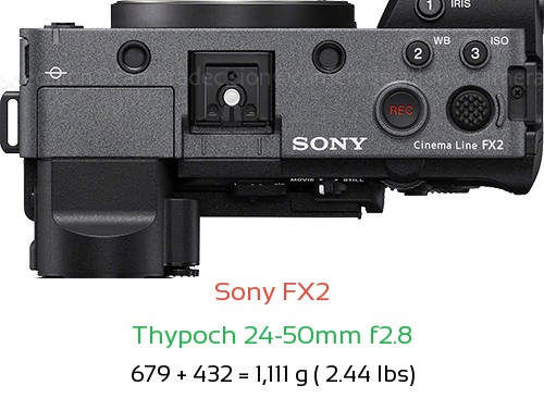 Sony FX2 with Thypoch 24-50mm f2.8 Lens Size