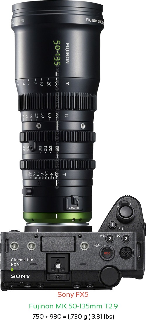 Sony FX5 with Fujinon MK 50-135mm T2.9 Lens Size