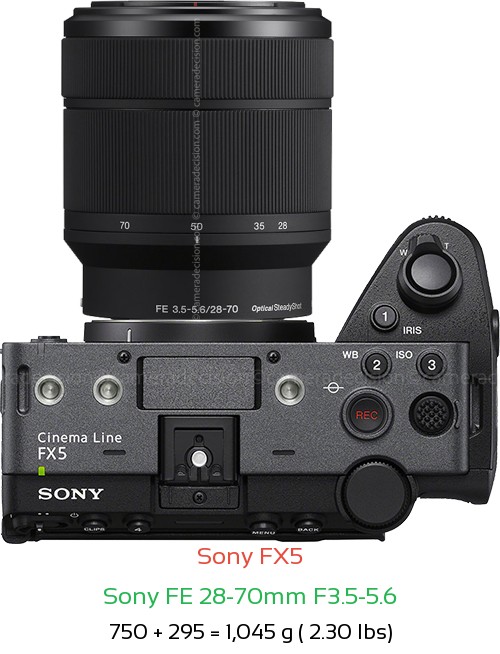 Sony FX5 with Sony FE 28-70mm F3.5-5.6 Lens Size