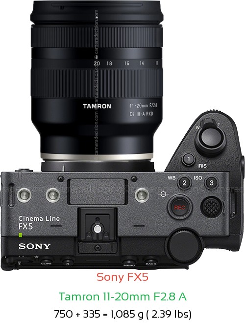Sony FX5 with Tamron 11-20mm F2.8 A Lens Size