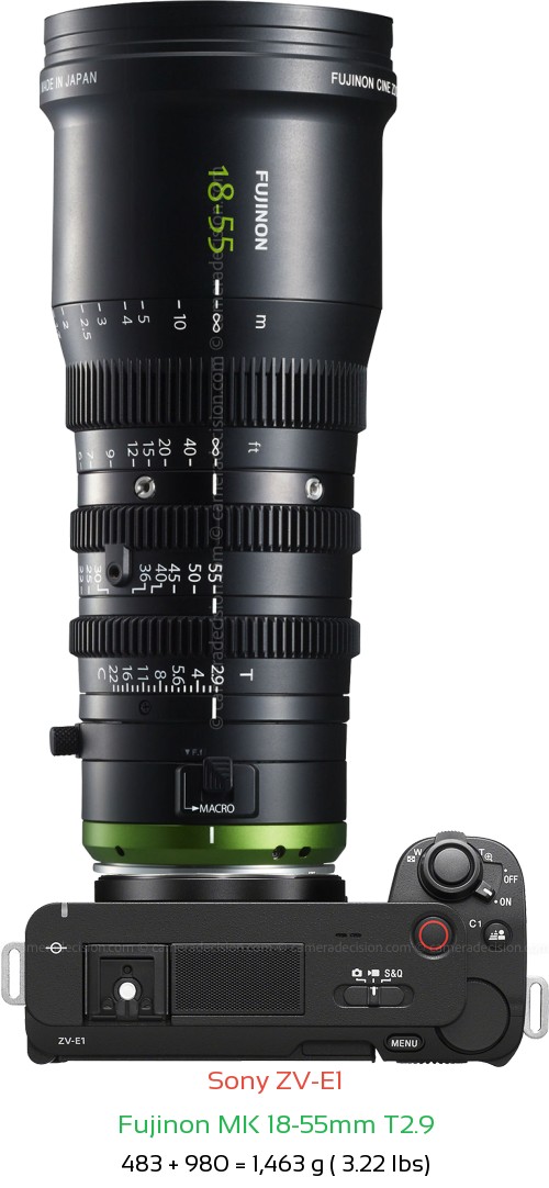 Sony ZV-E1 with Fujinon MK 18-55mm T2.9 Lens Size
