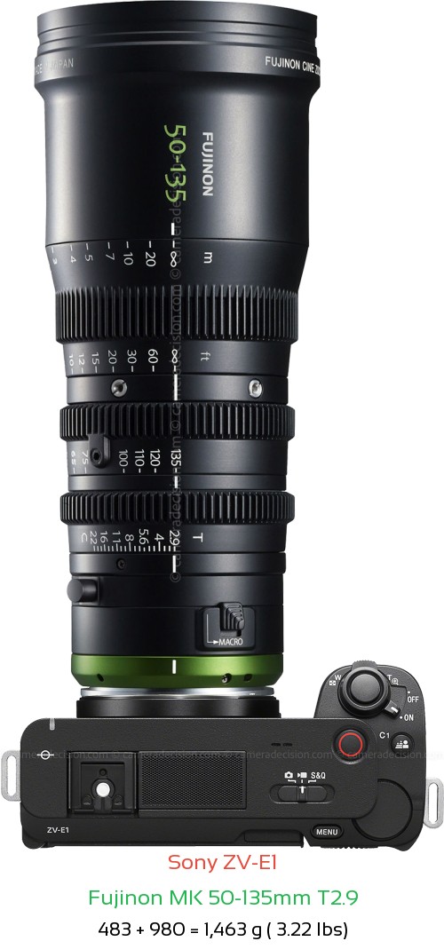 Sony ZV-E1 with Fujinon MK 50-135mm T2.9 Lens Size