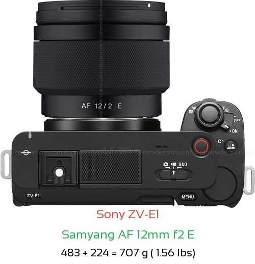 Sony ZV-E1 with Samyang AF 12mm f2 E Lens Size