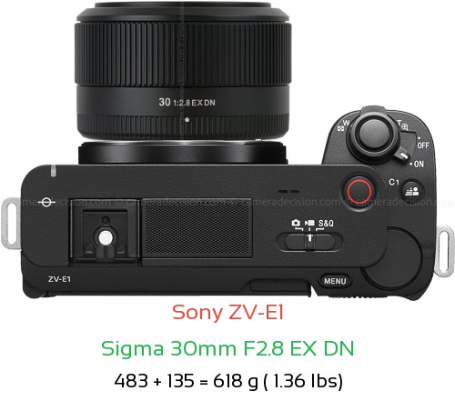 Sony ZV-E1 with Sigma 30mm F2.8 EX DN Lens Size