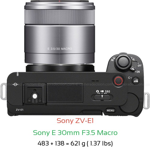 Sony ZV-E1 with Sony E 30mm F3.5 Macro Lens Size