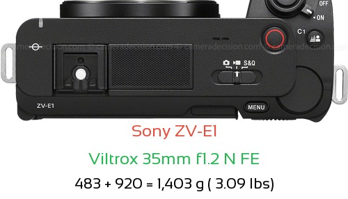 Sony ZV-E1 with Viltrox 35mm f1.2 N FE Lens Size