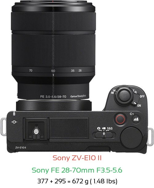 Sony ZV-E10 II with Sony FE 28-70mm F3.5-5.6 Lens Size