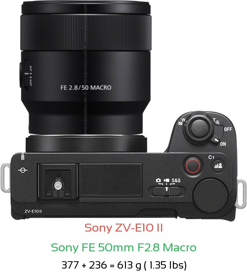 Sony ZV-E10 II with Sony FE 50mm F2.8 Macro Lens Size