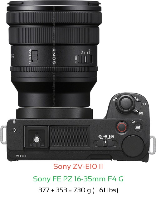 Sony ZV-E10 II with Sony FE PZ 16-35mm F4 Lens Size