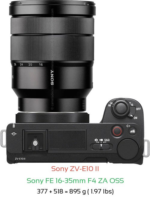 Sony ZV-E10 II with Sony FE 16-35mm F4 ZA OSS Lens Size