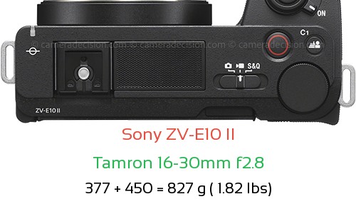 Sony ZV-E10 II with Tamron 16-30mm f2.8 Lens Size