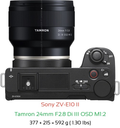 Sony ZV-E10 II with Tamron 24mm F2.8 Di III OSD M1:2 Lens Size