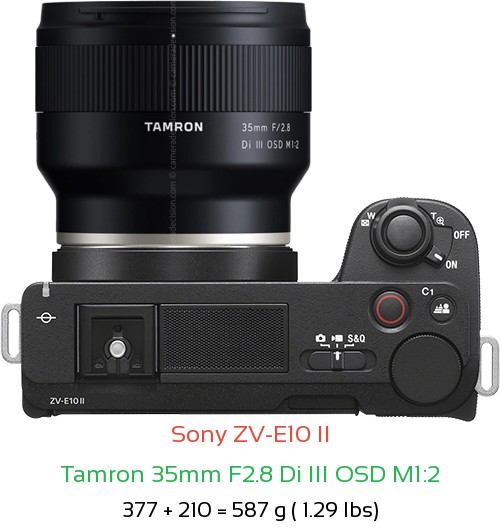 Sony ZV-E10 II with Tamron 35mm F2.8 Di III OSD M1:2 Lens Size
