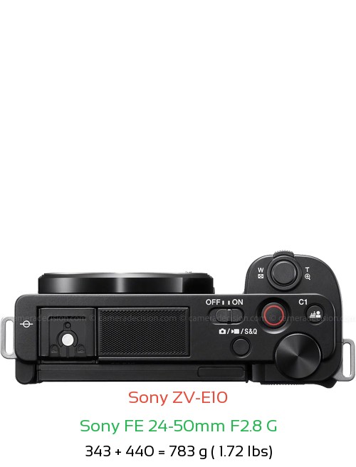 Sony ZV-E10 with Sony FE 24-50mm F2.8 G Lens Size