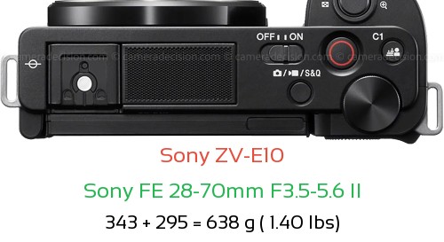 Sony ZV-E10 with Sony FE 28-70mm F3.5-5.6 II Lens Size
