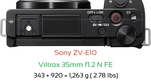 Sony ZV-E10 with Viltrox 35mm f1.2 N FE Lens Size