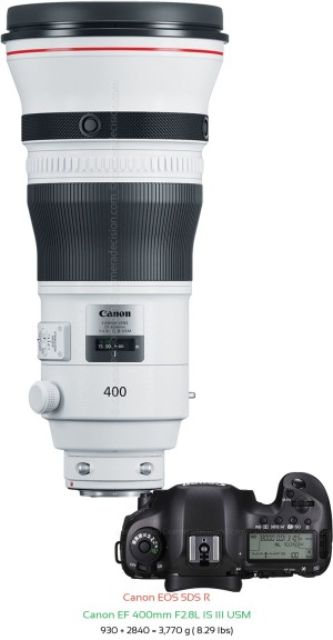Canon 5DS R with Canon EF 400mm F2.8L IS III USM Lens Size