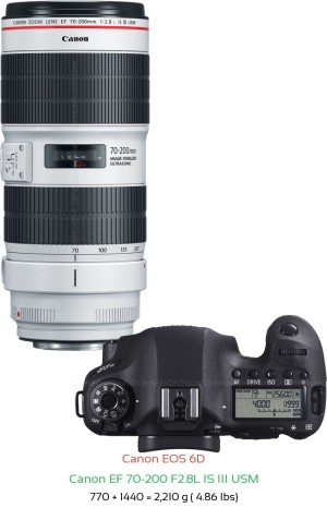 Canon 6D with Canon EF 70-200 F2.8L IS III USM Lens Size
