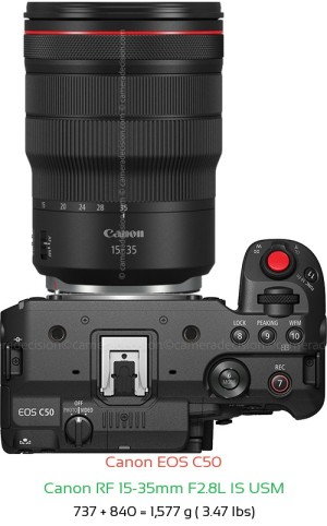 Canon C50 with Canon RF 15-35mm F2.8L IS USM Lens Size