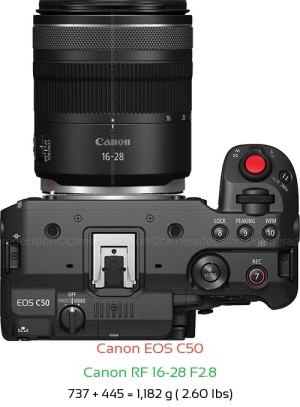 Canon C50 with Canon RF 16-28 F2.8 Lens Size