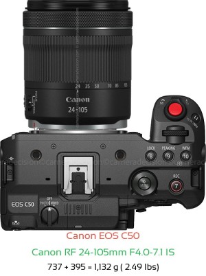 Canon C50 with Canon RF 24-105mm F4.0-7.1 IS Lens Size