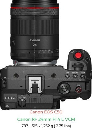 Canon C50 with Canon RF 24mm F1.4 L VCM Lens Size