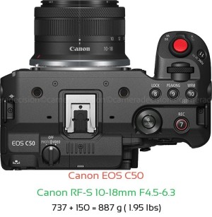 Canon C50 with Canon RF-S 10-18mm F4.5-6.3 Lens Size