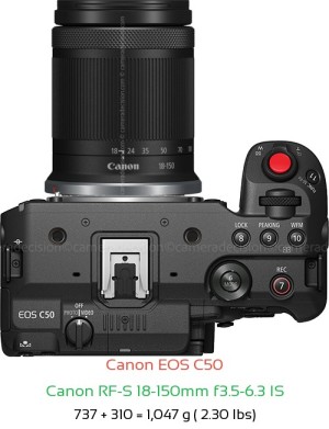 Canon C50 with Canon RF-S 18-150mm f3.5-6.3 IS Lens Size