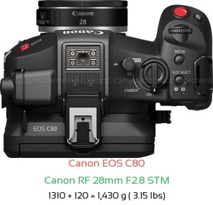 Canon EOS C80 with Canon RF 28mm F2.8 STM Lens Size
